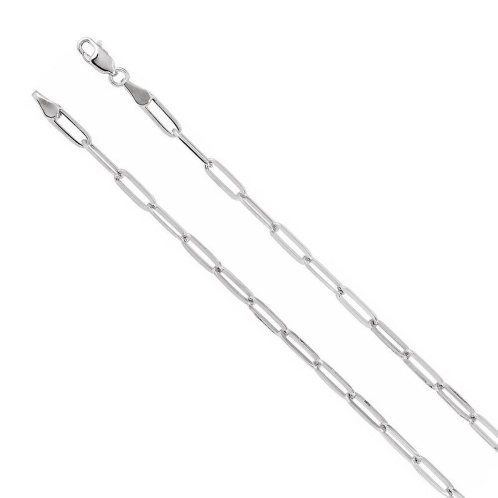 14k White Gold 3.75mm Elongated Flat Cable Chain Necklace, 20 Inch